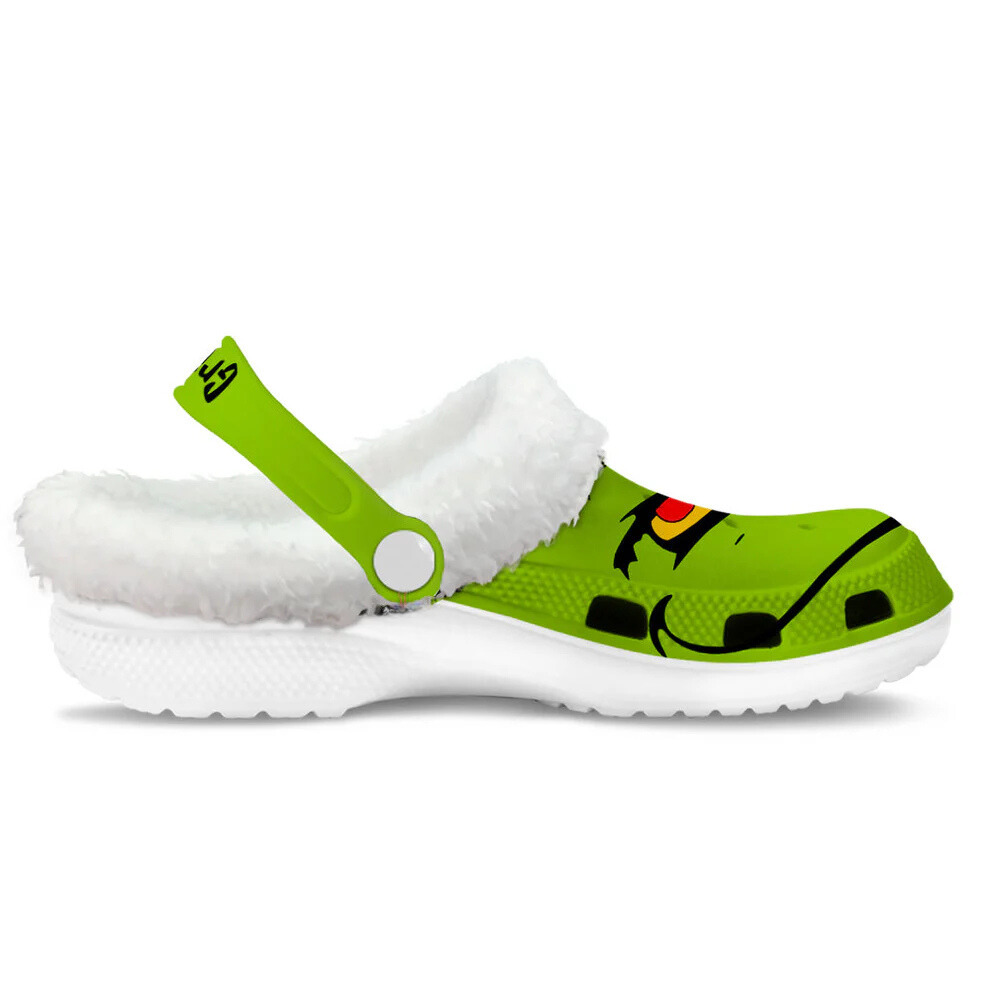 Merchidea The Grinch x Christmas Crocs Crocband Fleece Lined Clogs Shoes Comfortable For Men Women and Kids In Winter
