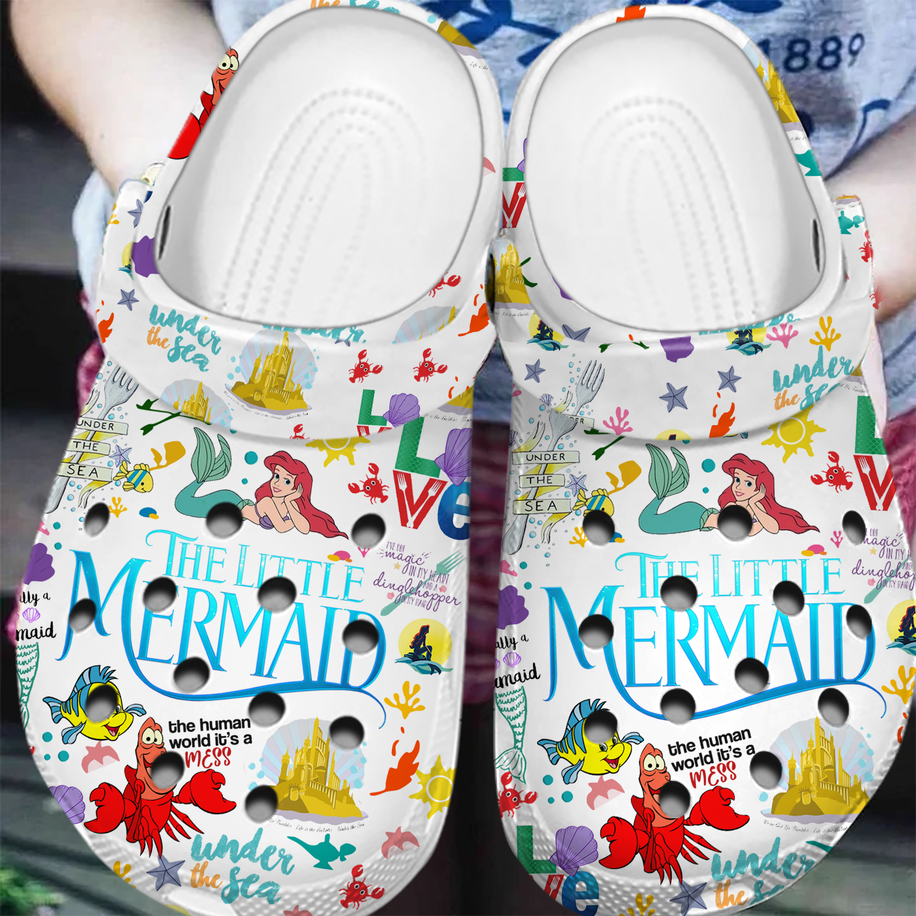 Merchidea The Little Mermaid Cartoon Crocs Crocband Clogs Shoes Comfortable For Men Women and Kids