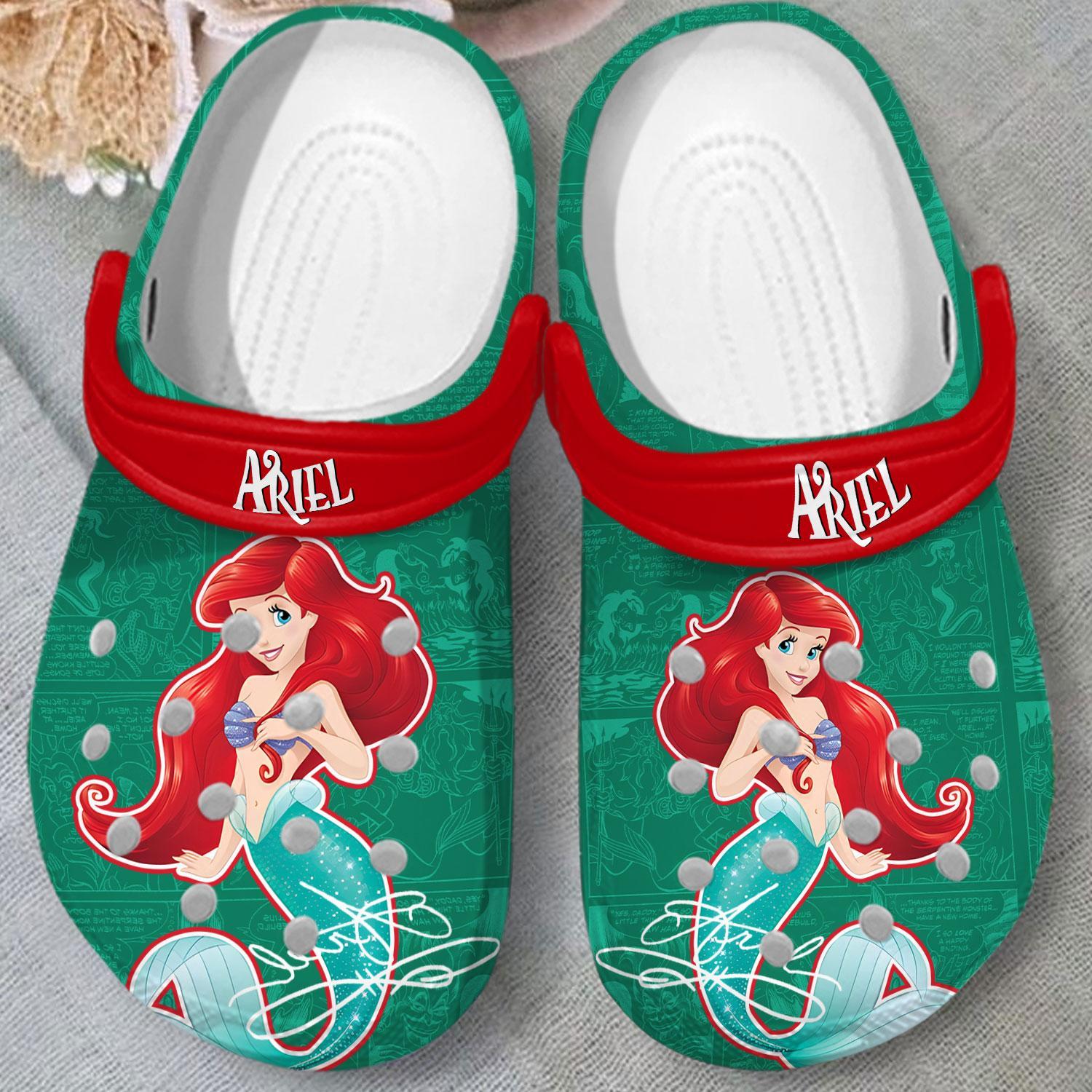 Merchidea The Little Mermaid Cartoon Crocs Crocband Clogs Shoes Comfortable For Men Women and Kids