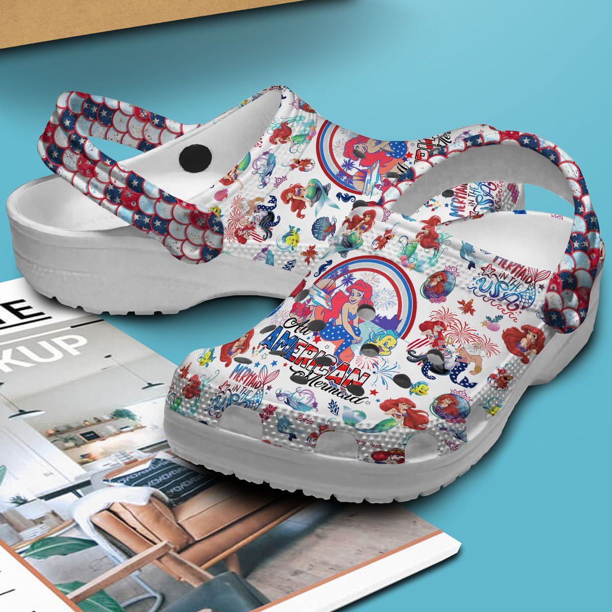 Merchidea The Little Mermaid Cartoon Crocs Crocband Clogs Shoes Comfortable For Men Women and Kids