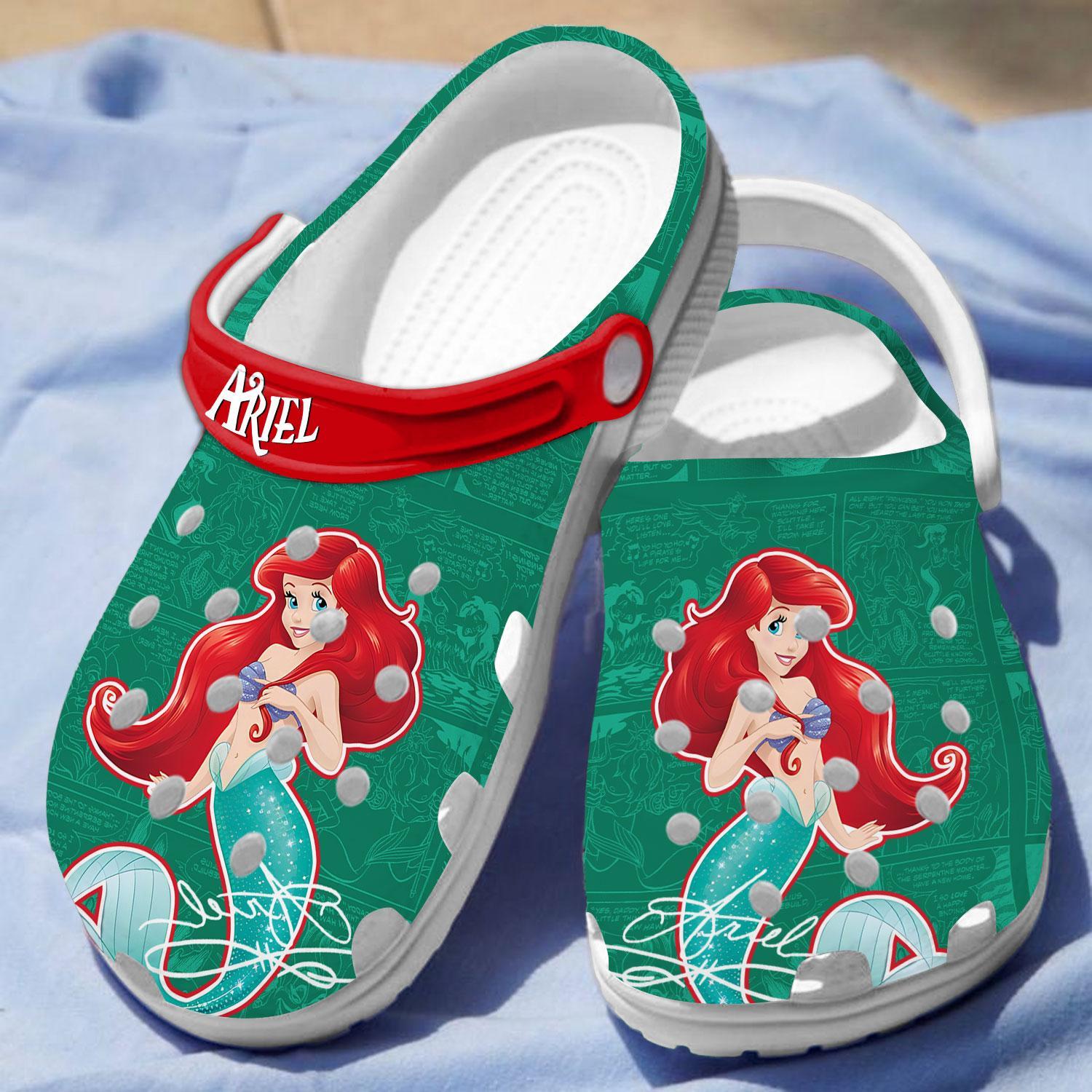 Merchidea The Little Mermaid Cartoon Crocs Crocband Clogs Shoes Comfortable For Men Women and Kids