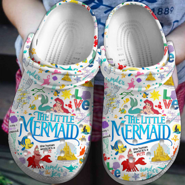 Merchidea The Little Mermaid Cartoon Crocs Crocband Clogs Shoes Comfortable For Men Women and Kids