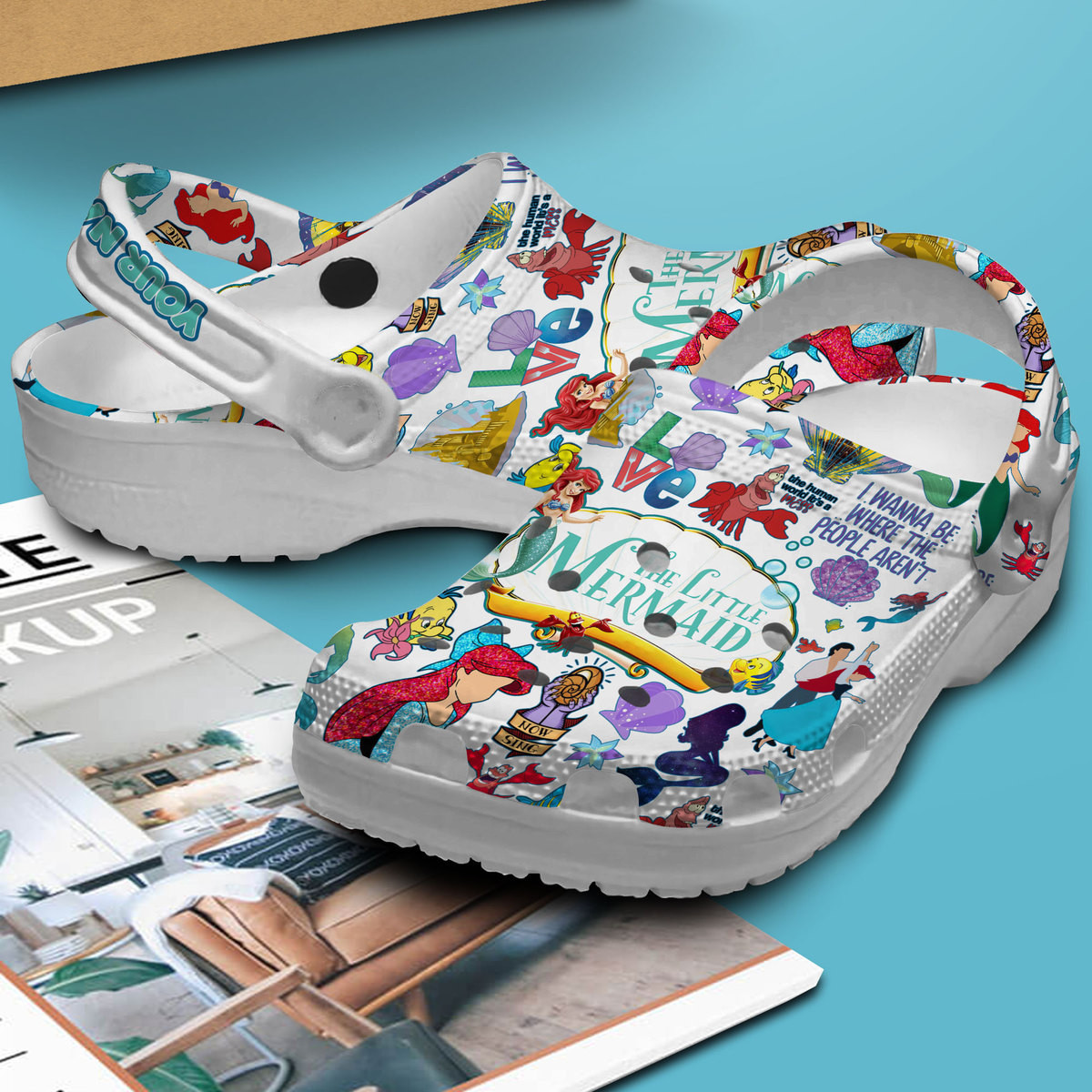 Merchidea The Little Mermaid Cartoon Crocs Crocband Clogs Shoes For Men Women and Kids