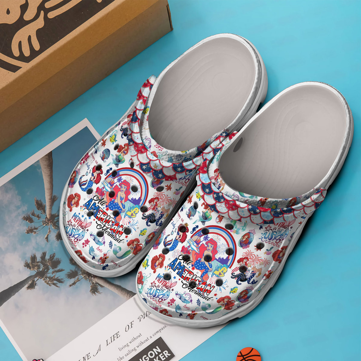 Merchidea The Little Mermaid Disney Cartoon Crocs Crocband Clogs Shoes Comfortable For Men Women and Kids