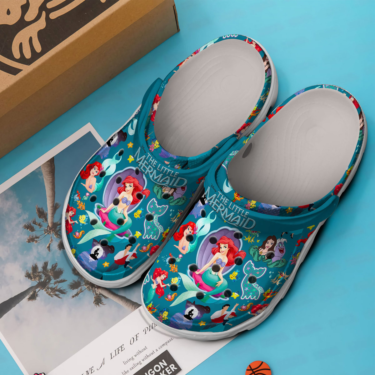 Merchidea The Little Mermaid Disney Cartoon Crocs Crocband Clogs Shoes Comfortable For Men Women and Kids