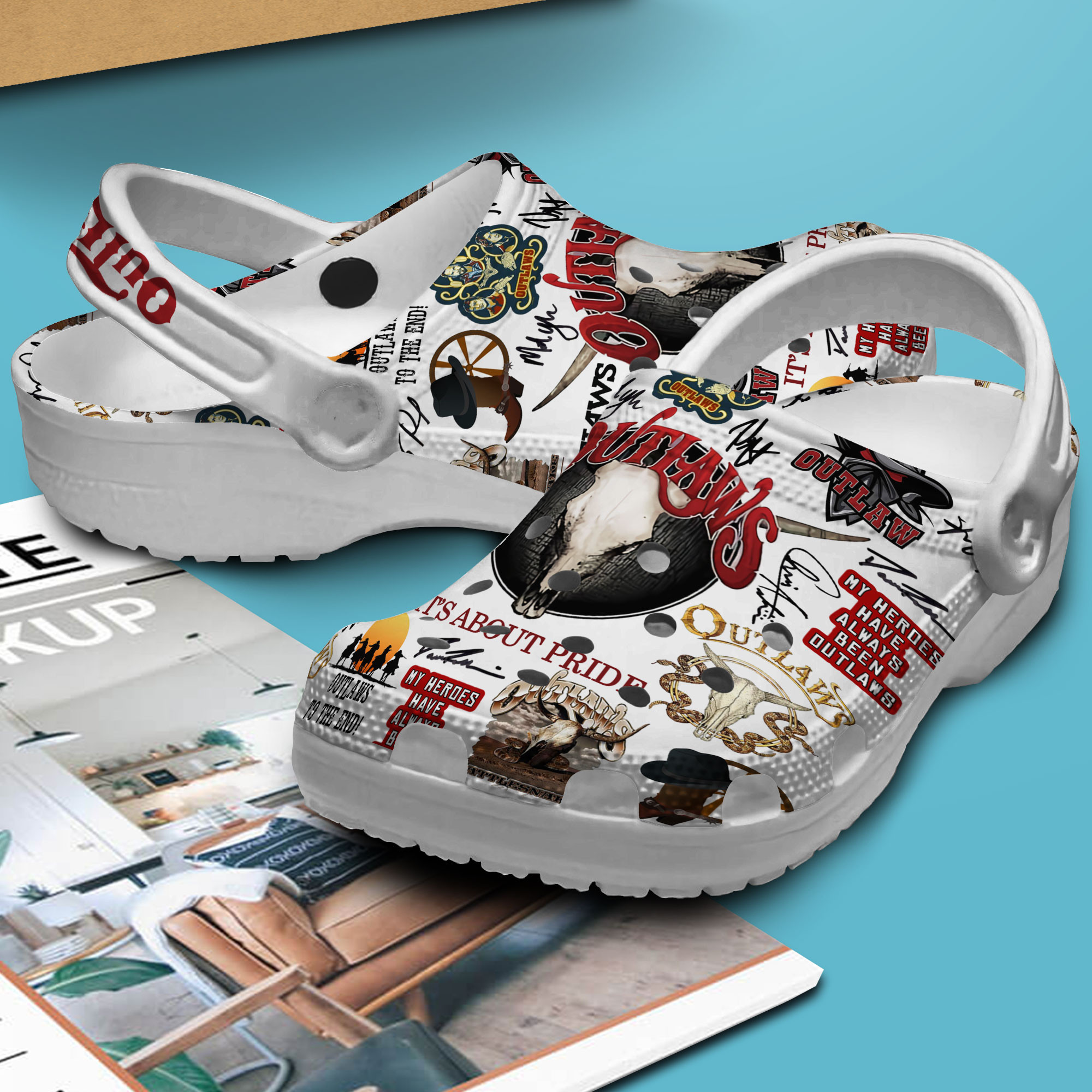 Merchidea The Outlaws Music Crocs Crocband Clogs Shoes Comfortable For Men Women and Kids