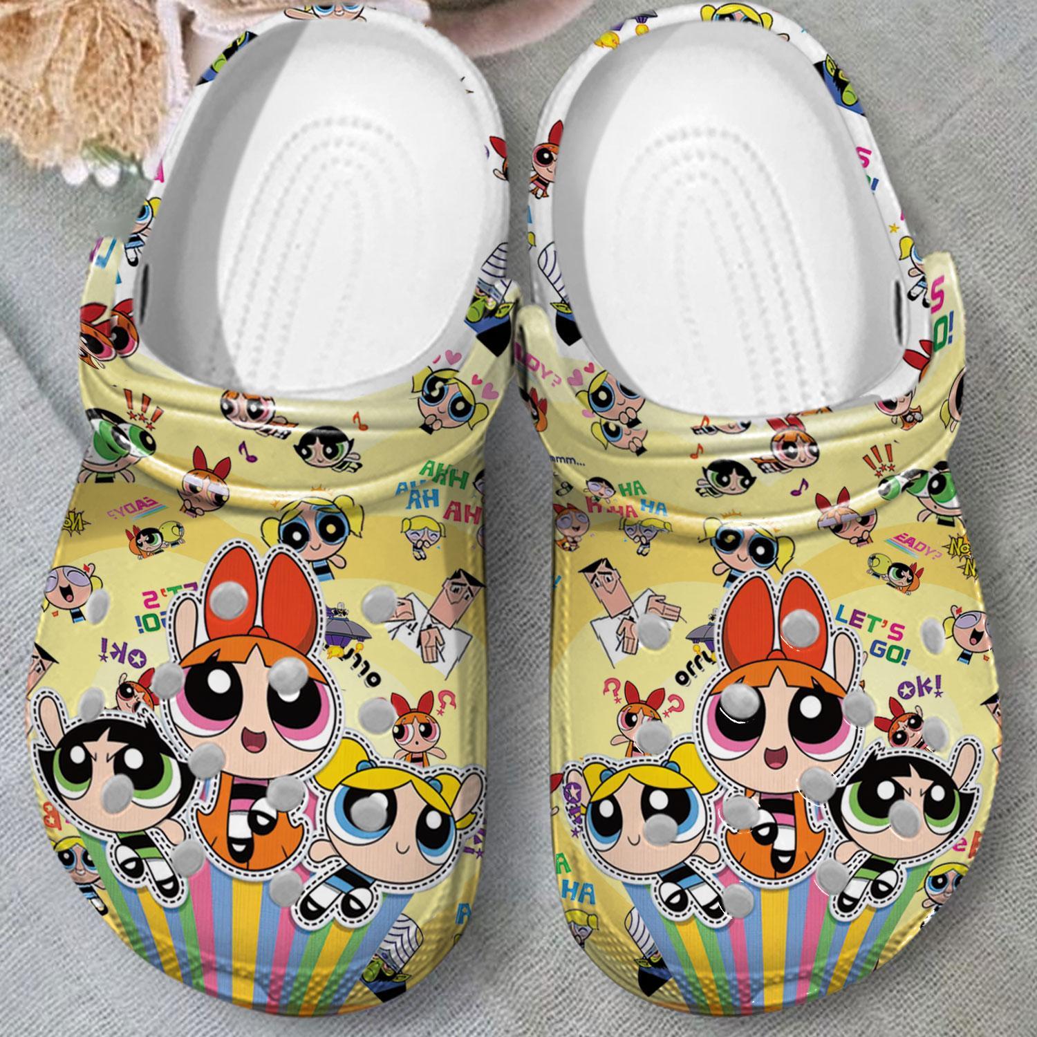 Merchidea The Powerpuff Girls Cartoon Crocs Crocband Clogs Shoes Comfortable For Men Women and Kids