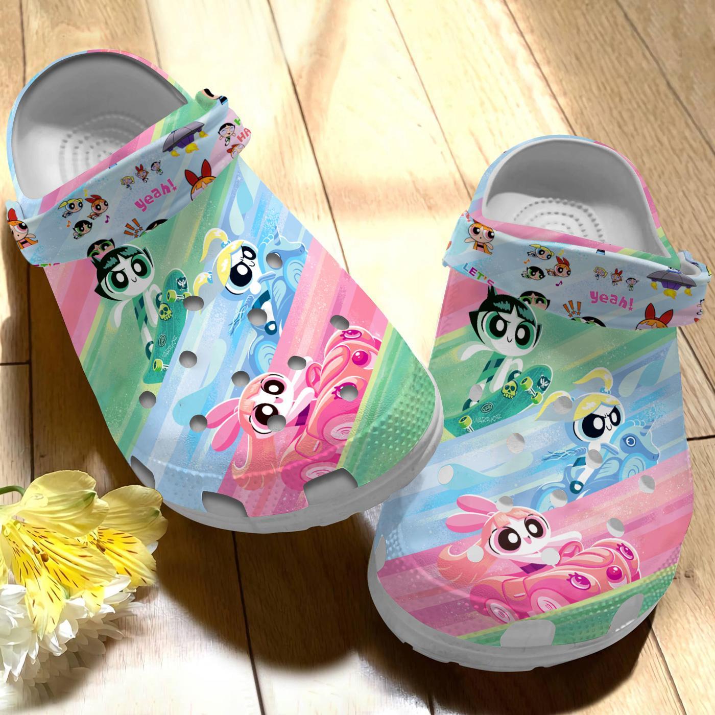 Merchidea The Powerpuff Girls Cartoon Crocs Crocband Clogs Shoes Comfortable For Men Women and Kids