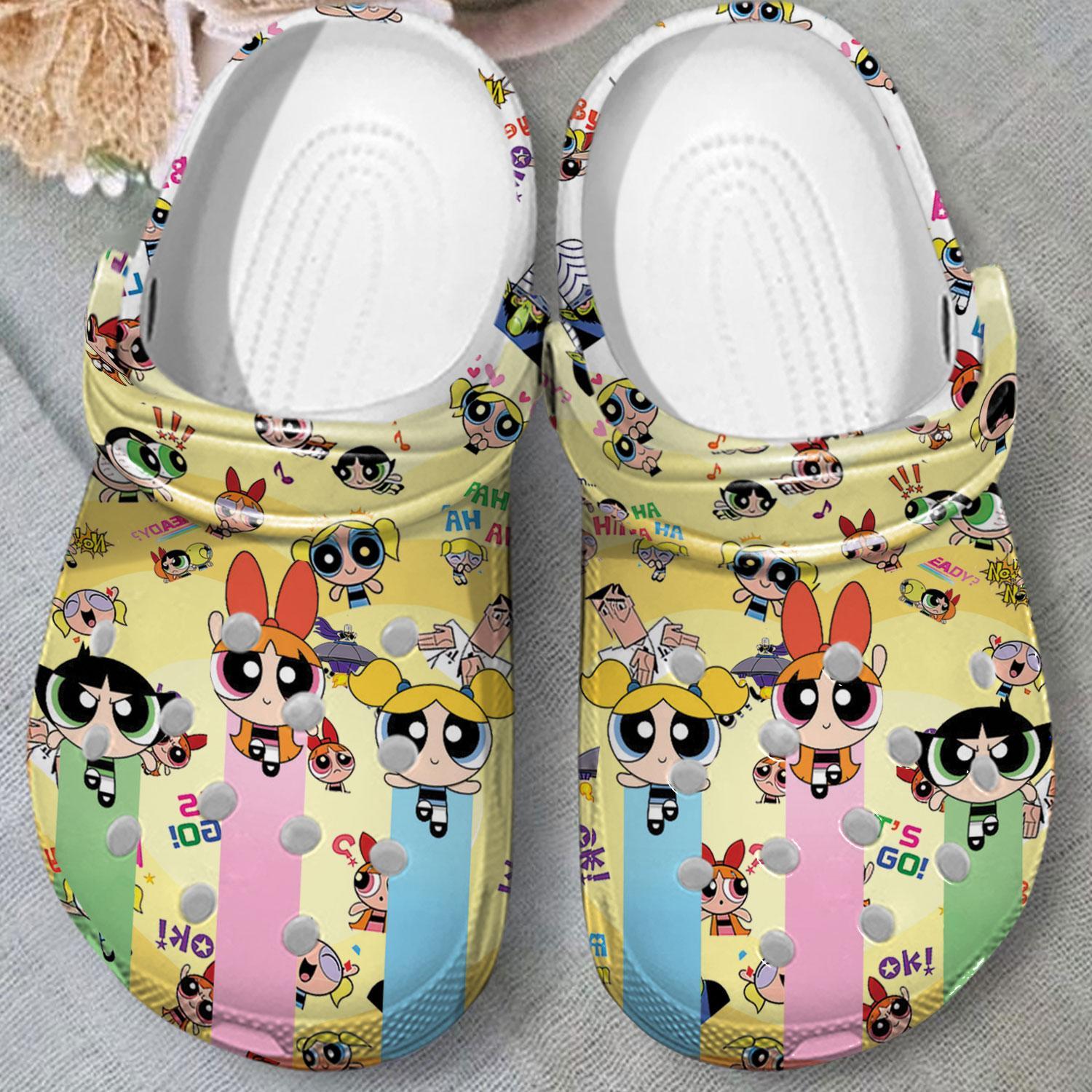 Merchidea The Powerpuff Girls Cartoon Crocs Crocband Clogs Shoes Comfortable For Men Women and Kids