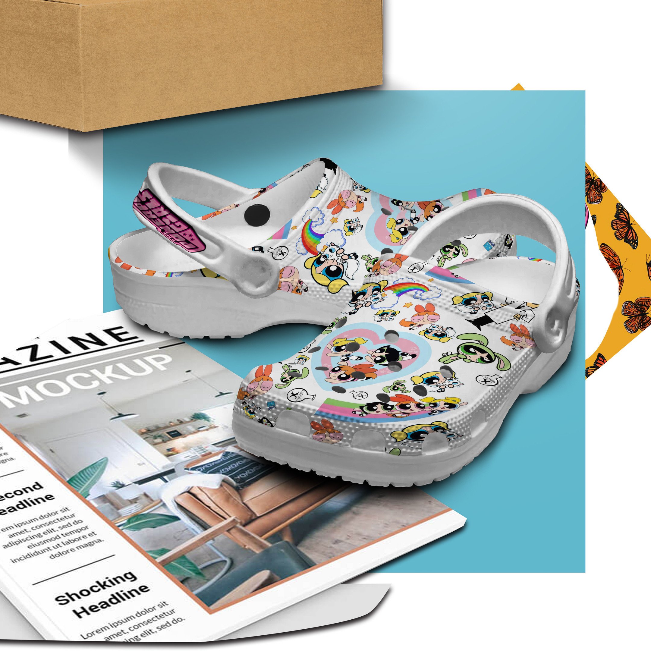 Merchidea The Powerpuff Girls TV Series Crocs Crocband Clogs Shoes Comfortable For Men Women and Kids