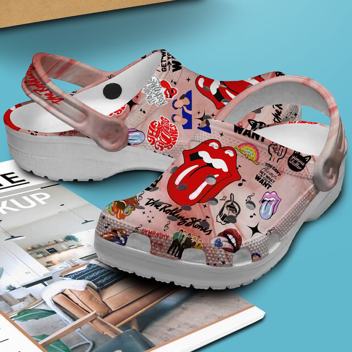 Merchidea The Rolling Stones Music Crocs Crocband Clogs Shoes Comfortable For Men Women and Kids