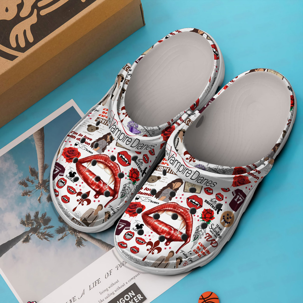 Merchidea The Vampire Diaries TV Series Crocs Crocband Clogs Shoes Comfortable For Men Women and Kids