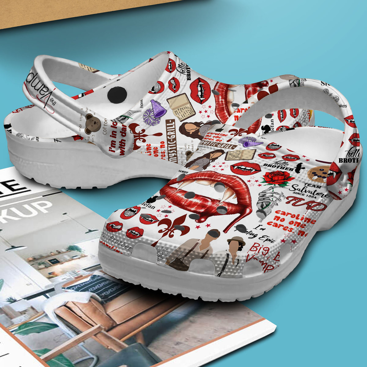 Merchidea The Vampire Diaries TV Series Crocs Crocband Clogs Shoes Comfortable For Men Women and Kids