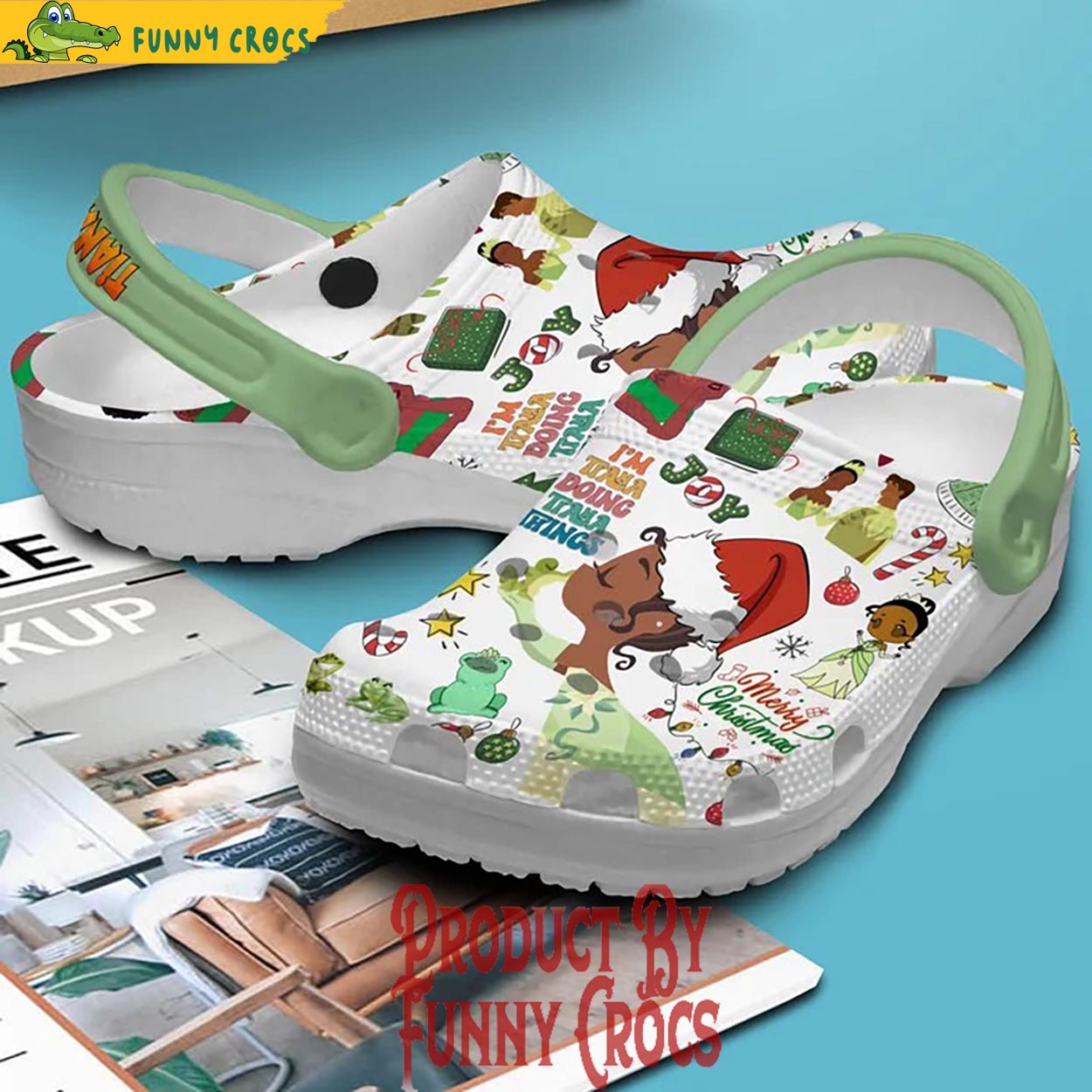 Merchidea Tiana The Princess And The Frog Cartoon Christmas Crocs Crocband Clogs Shoes Comfortable For Men Women and Kids