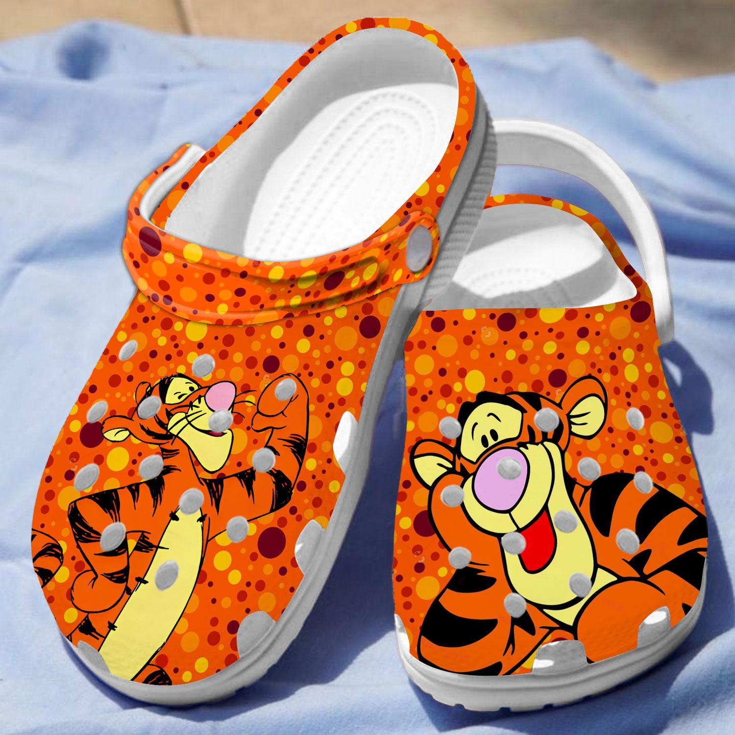 Merchidea Tigger Winnie The Pooh Cartoon Crocs Crocband Clogs Shoes Comfortable For Men Women and Kids