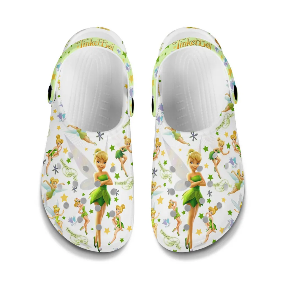 Merchidea Tinker Bell Cartoon Crocs Crocband Clogs Shoes Comfortable For Men Women and Kids