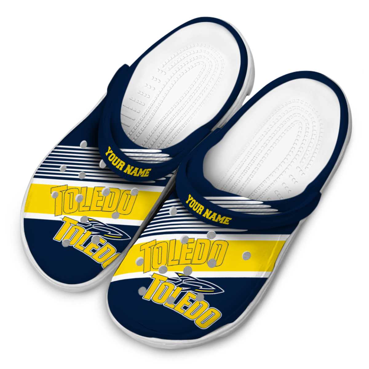Merchidea Toledo Rockets NCAA Sport Crocs Crocband Clogs Shoes Comfortable For Men Women and Kids