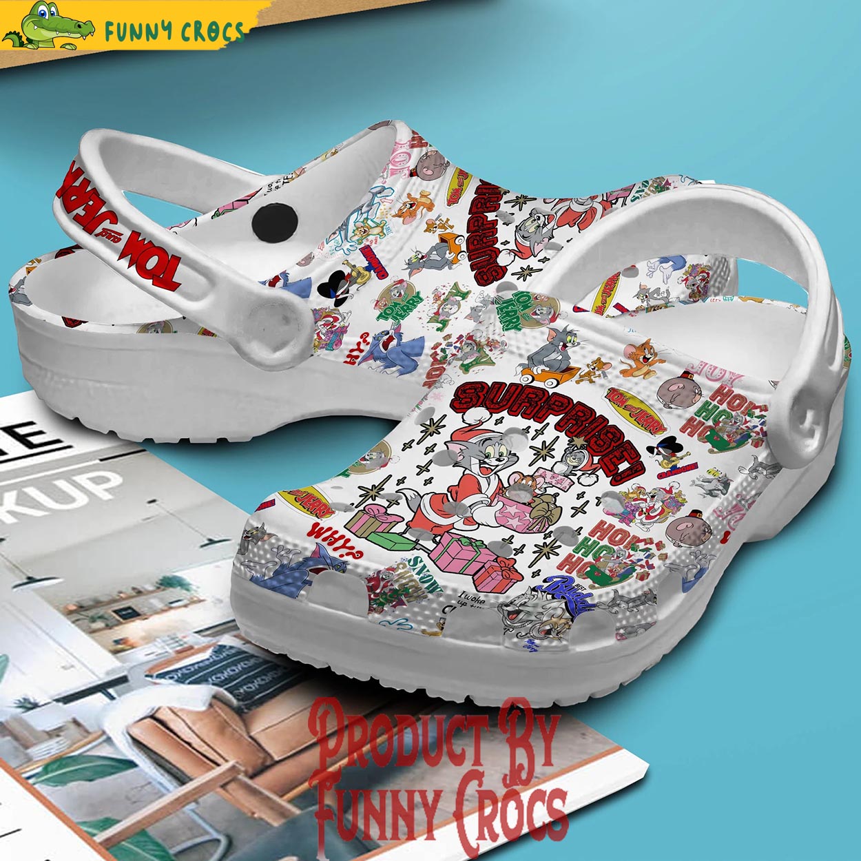 Merchidea Tom And Jerry Cartoon Christmas Crocs Crocband Clogs Shoes Comfortable For Men Women and Kids