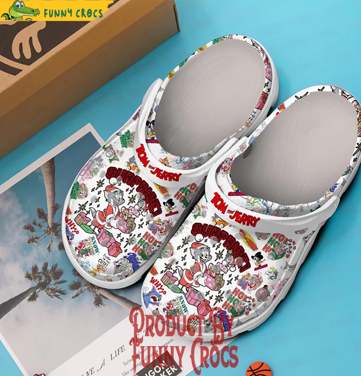 Merchidea Tom And Jerry Cartoon Christmas Crocs Crocband Clogs Shoes Comfortable For Men Women and Kids