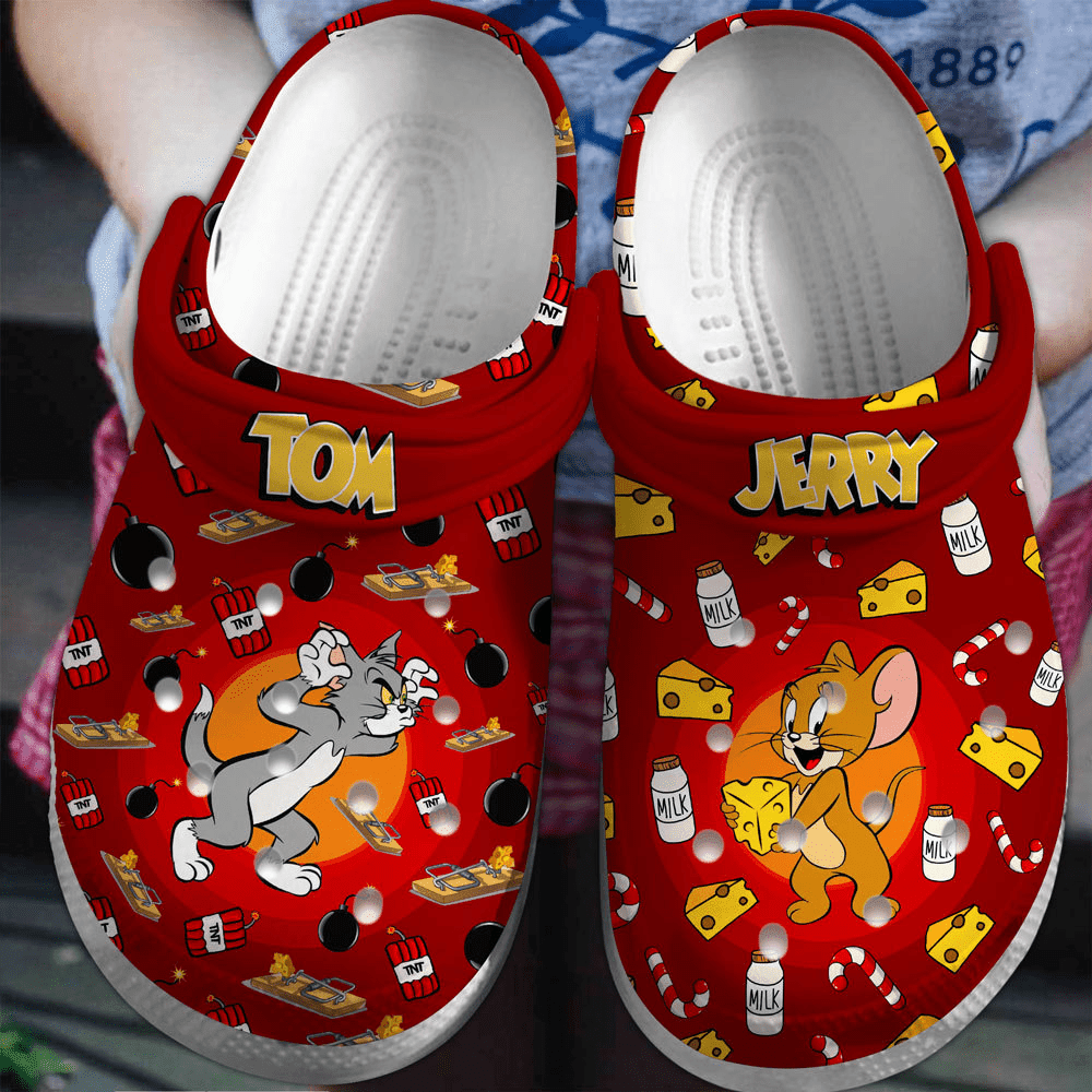 Merchidea Tom And Jerry Cartoon Crocs Crocband Clogs Shoes Comfortable For Men Women and Kids