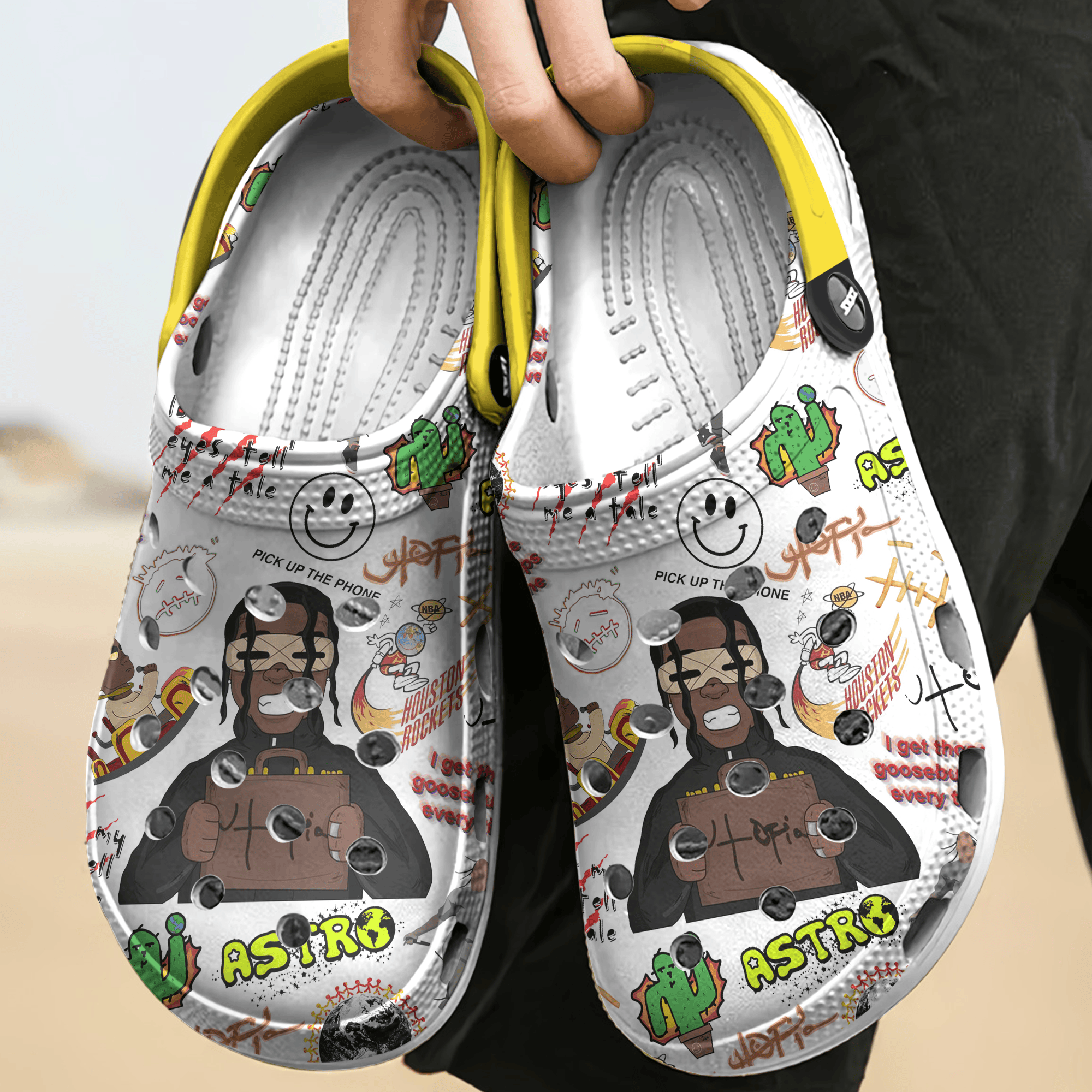 Merchidea Travis Scott Music Crocs Crocband Clogs Shoes Comfortable For Men Women and Kids