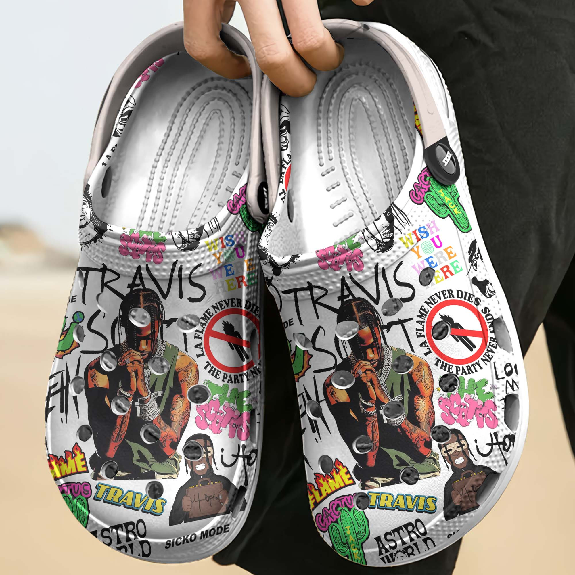 Merchidea Travis Scott Music Crocs Crocband Clogs Shoes Comfortable For Men Women and Kids