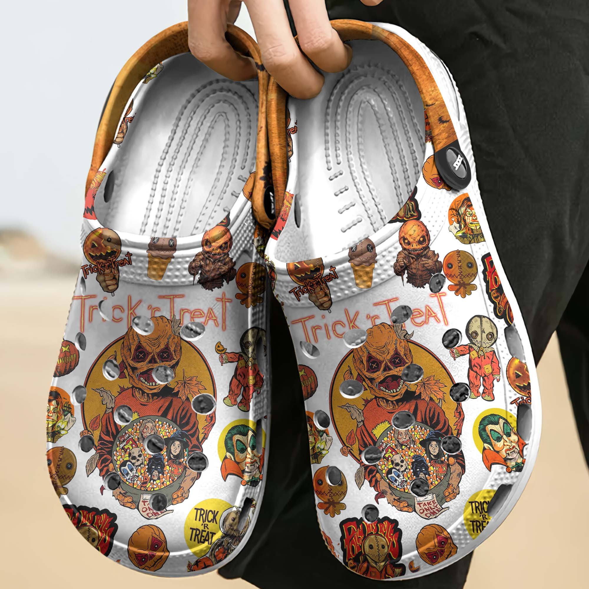 Merchidea Trick Or Treat Crocs Crocband Clogs Shoes Comfortable For Men Women and Kids