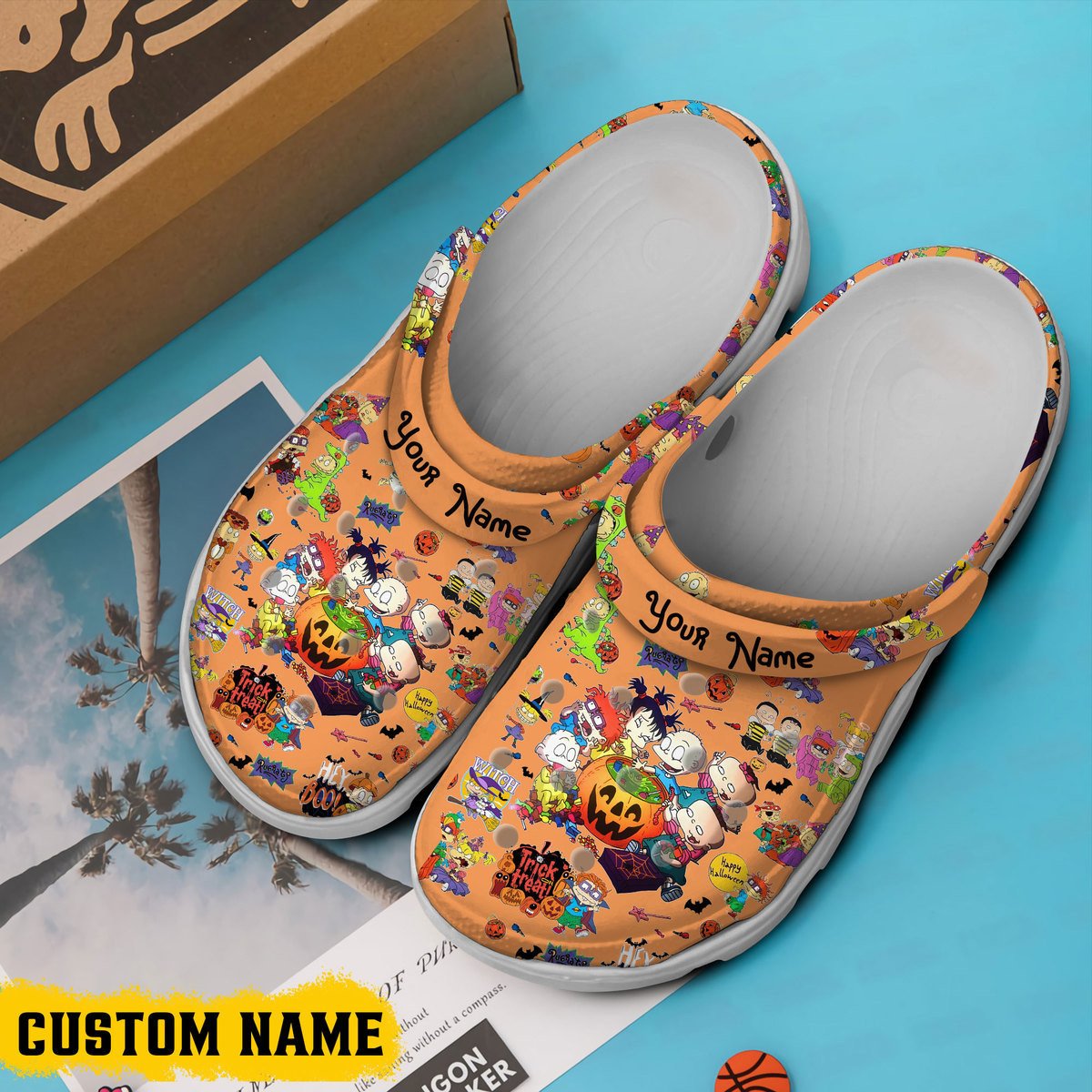 Merchidea Trick Or Treat Halloween Game Crocs Crocband Clogs Shoes Comfortable For Men Women and Kids