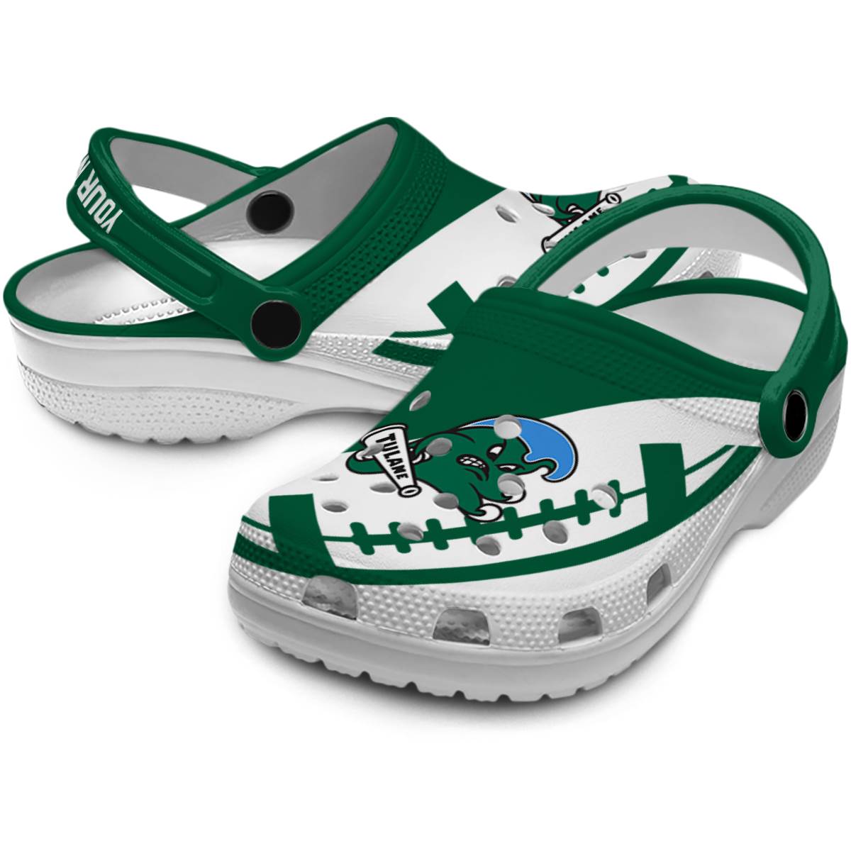 Merchidea Tulane Green Wave NCAA Sport Crocs Crocband Clogs Shoes Comfortable For Men Women and Kids