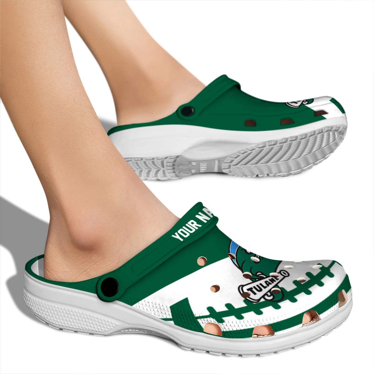 Merchidea Tulane Green Wave NCAA Sport Crocs Crocband Clogs Shoes Comfortable For Men Women and Kids