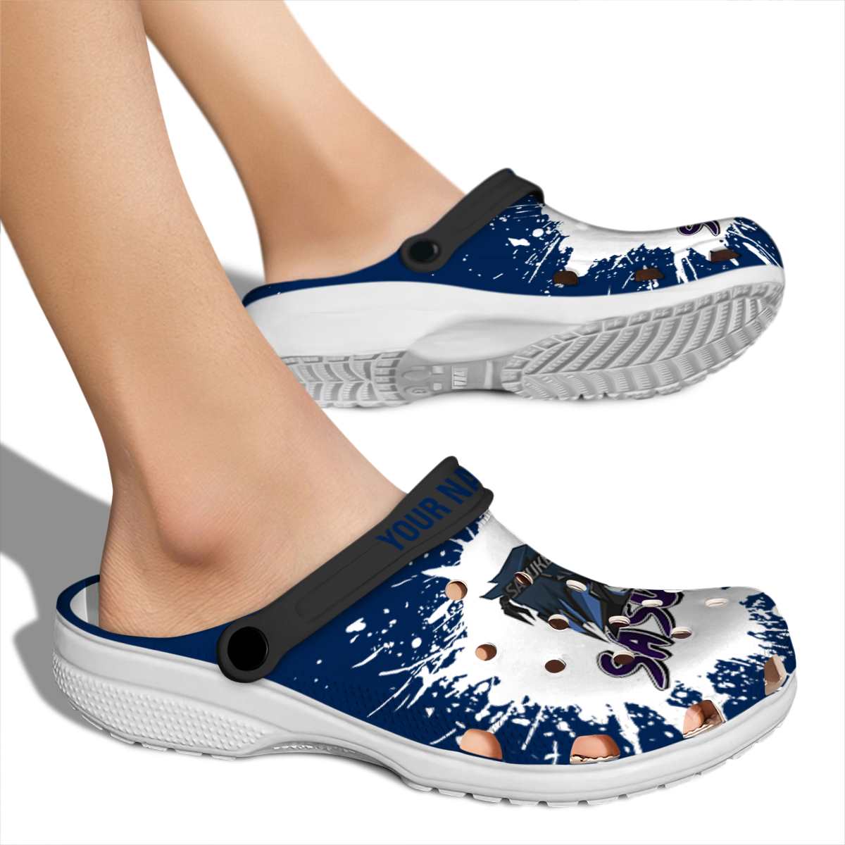 Merchidea Uchiha Sasuke Naruto Anime Crocs Crocband Clogs Shoes Comfortable For Men Women and Kids