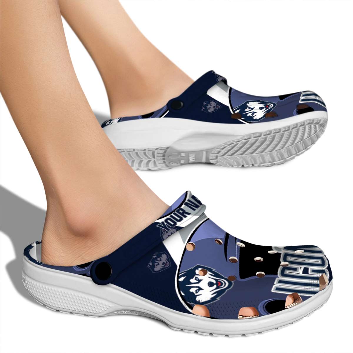 Merchidea UConn Huskies NCAA Sport Crocs Crocband Clogs Shoes Comfortable For Men Women and Kids