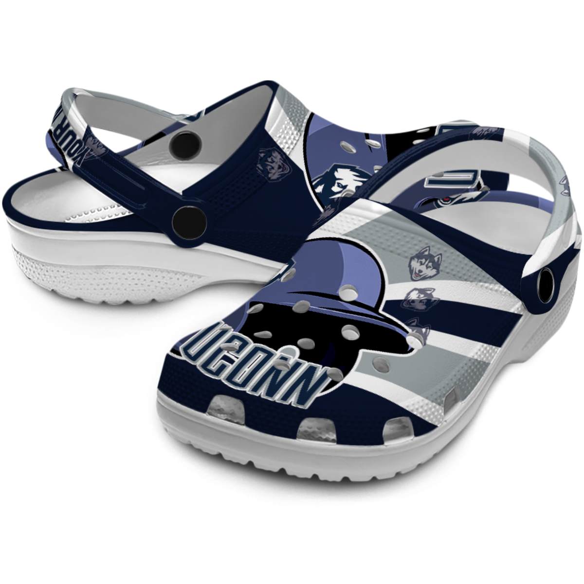 Merchidea UConn Huskies NCAA Sport Crocs Crocband Clogs Shoes Comfortable For Men Women and Kids