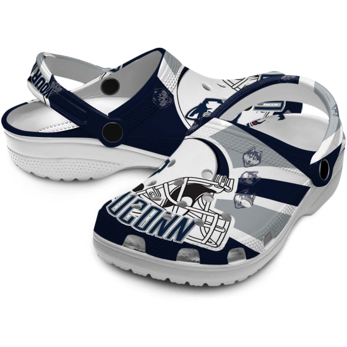 Merchidea UConn Huskies NCAA Sport Crocs Crocband Clogs Shoes Comfortable For Men Women and Kids