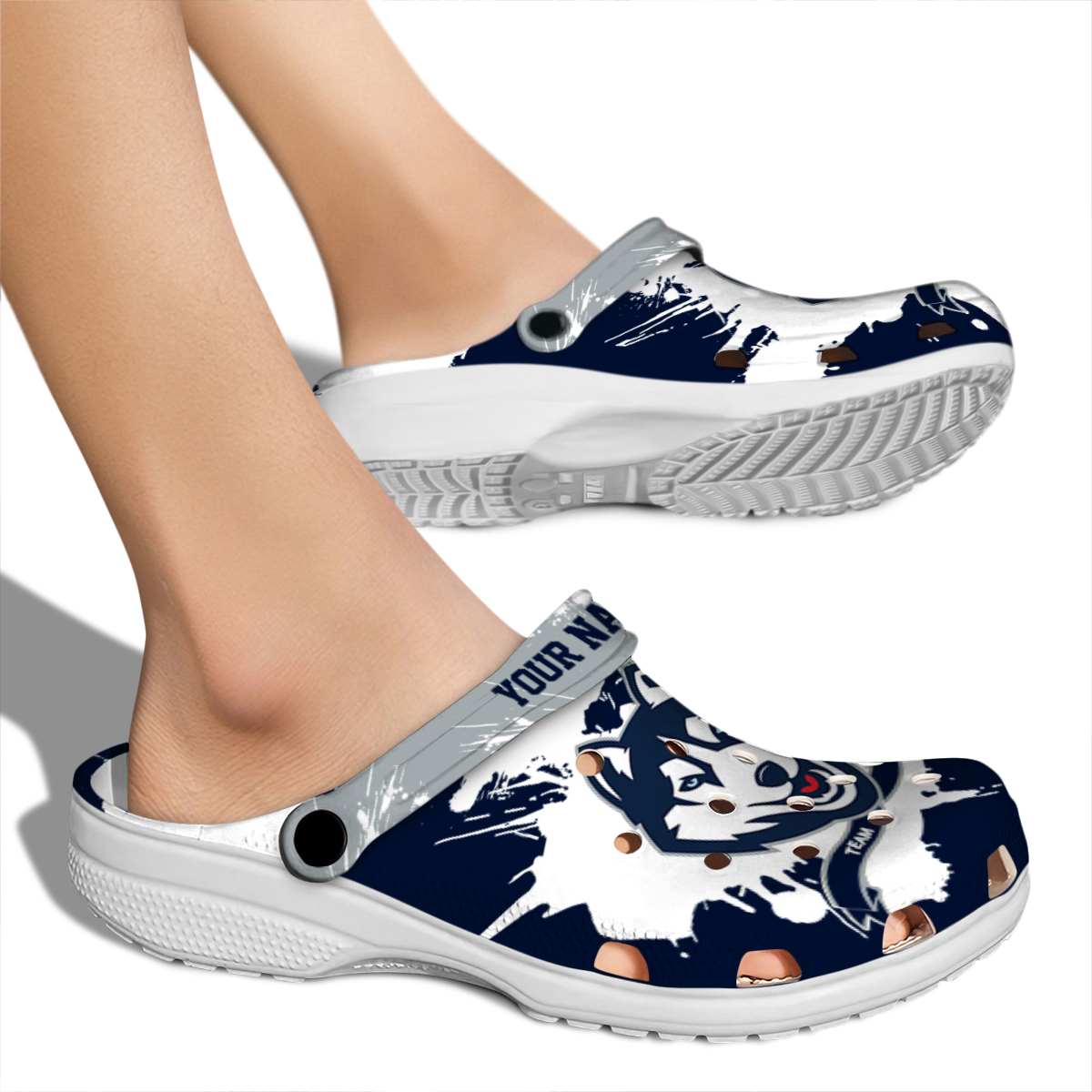 Merchidea UConn Huskies NCAA Sport Crocs Crocband Clogs Shoes Comfortable For Men Women and Kids