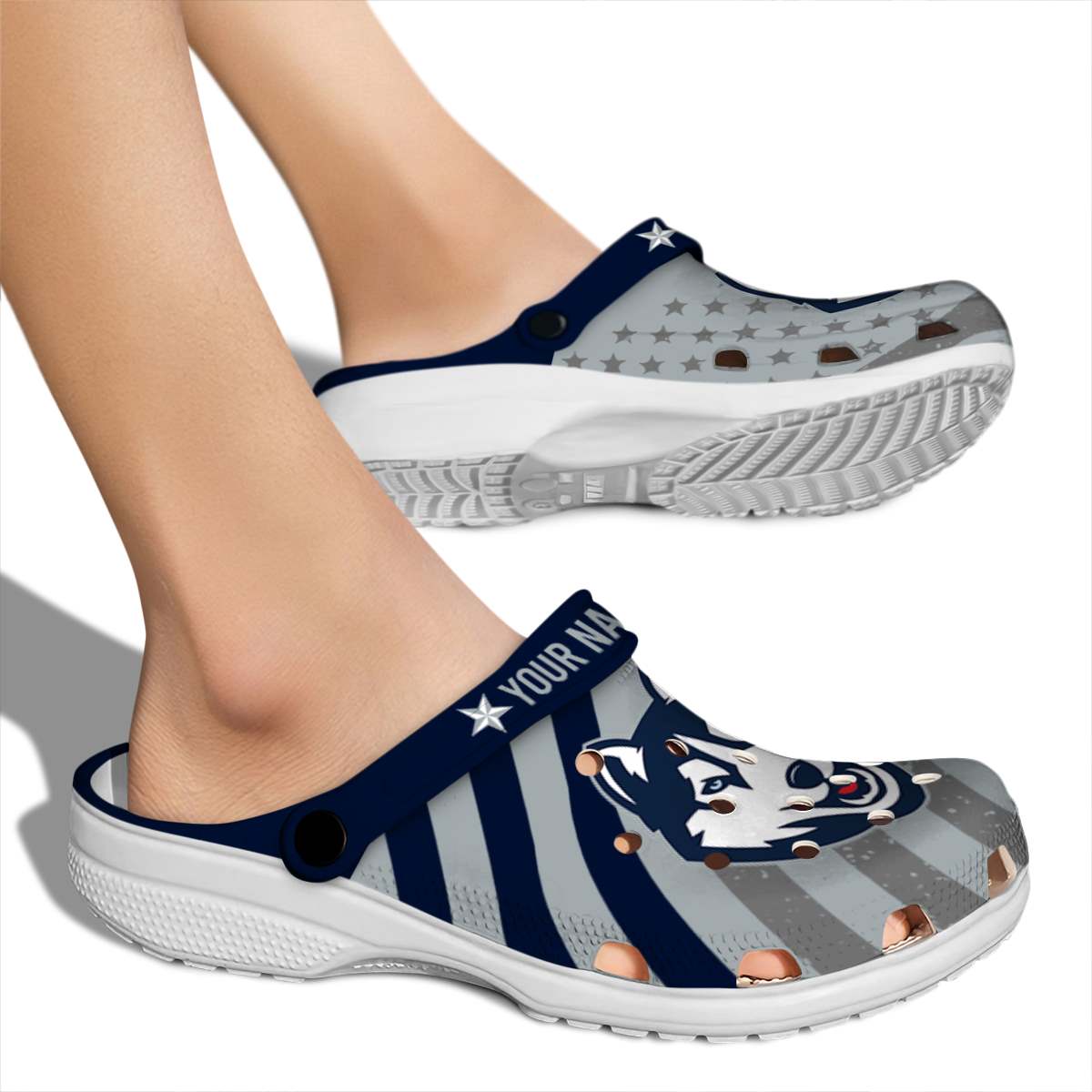 Merchidea UConn Huskies NCAA Sport Crocs Crocband Clogs Shoes Comfortable For Men Women and Kids