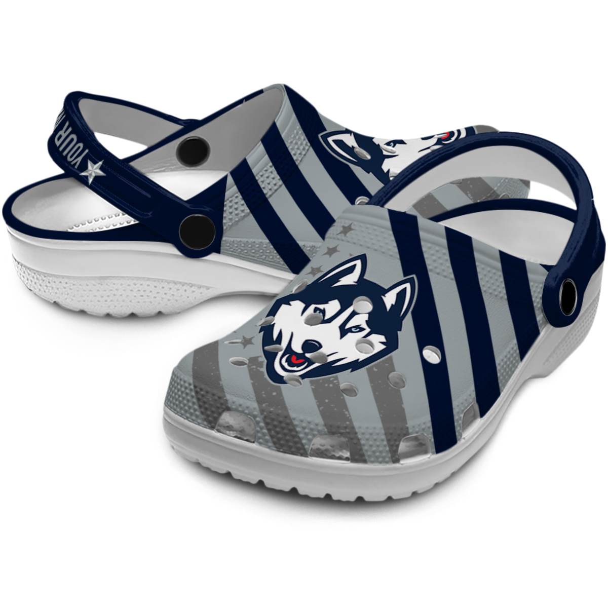 Merchidea UConn Huskies NCAA Sport Crocs Crocband Clogs Shoes Comfortable For Men Women and Kids