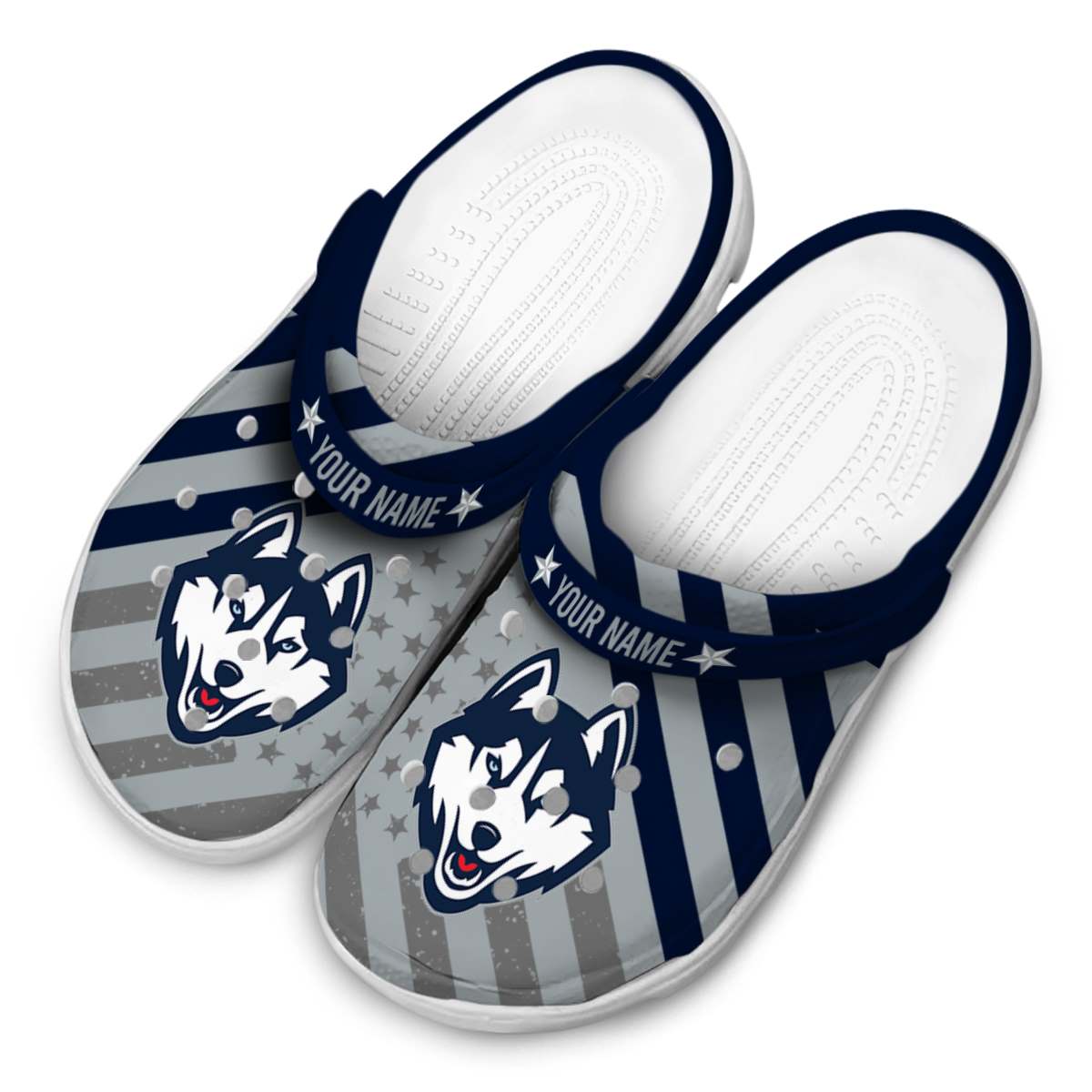 Merchidea UConn Huskies NCAA Sport Crocs Crocband Clogs Shoes Comfortable For Men Women and Kids