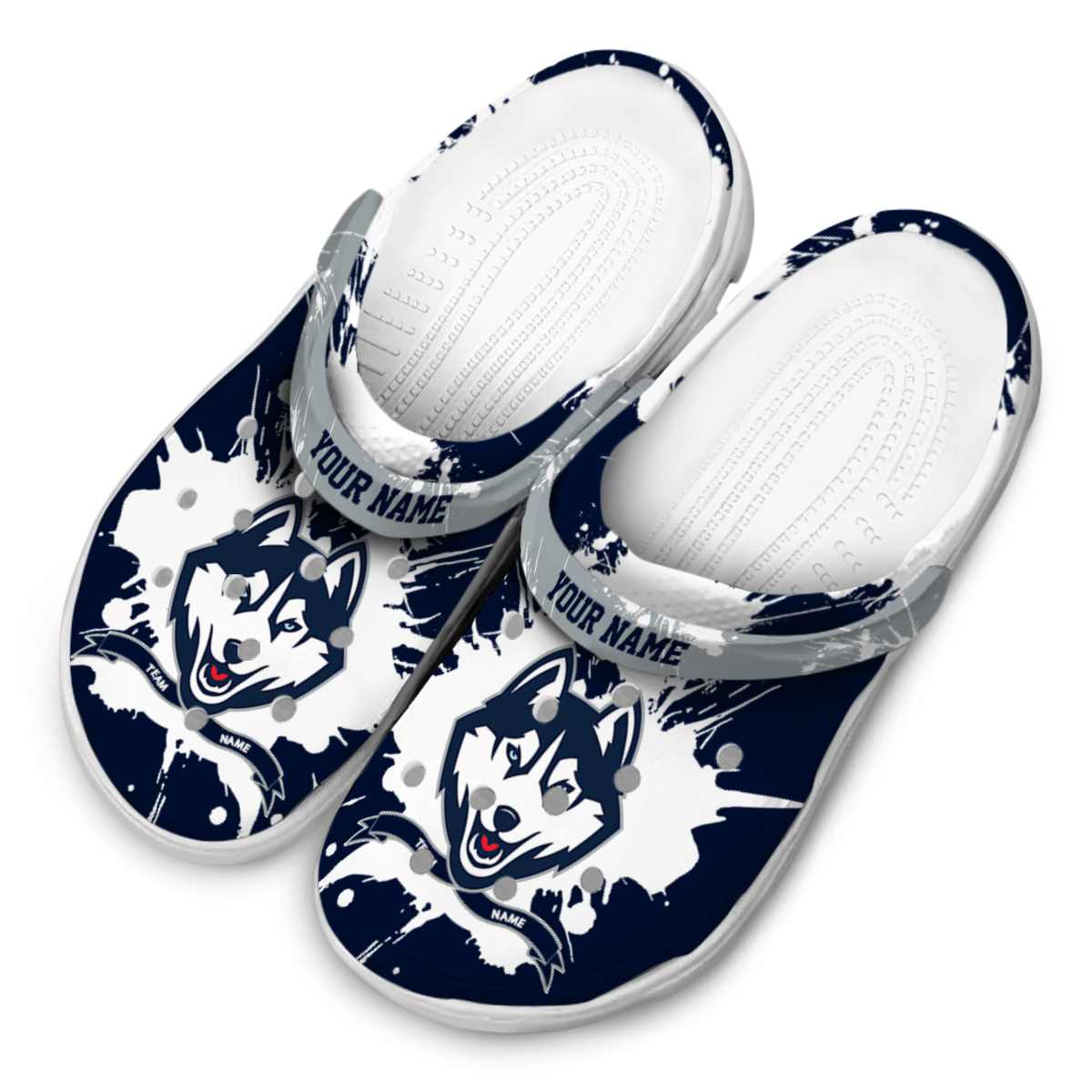 Merchidea UConn Huskies NCAA Sport Crocs Crocband Clogs Shoes Comfortable For Men Women and Kids
