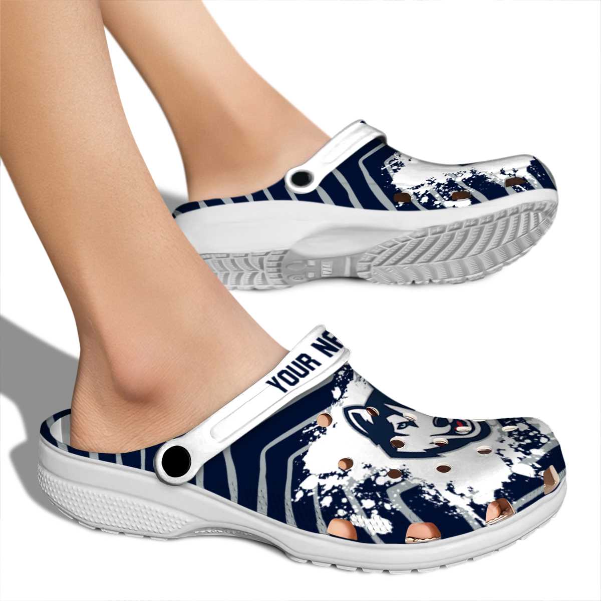 Merchidea UConn Huskies NCAA Sport Crocs Crocband Clogs Shoes Comfortable For Men Women and Kids