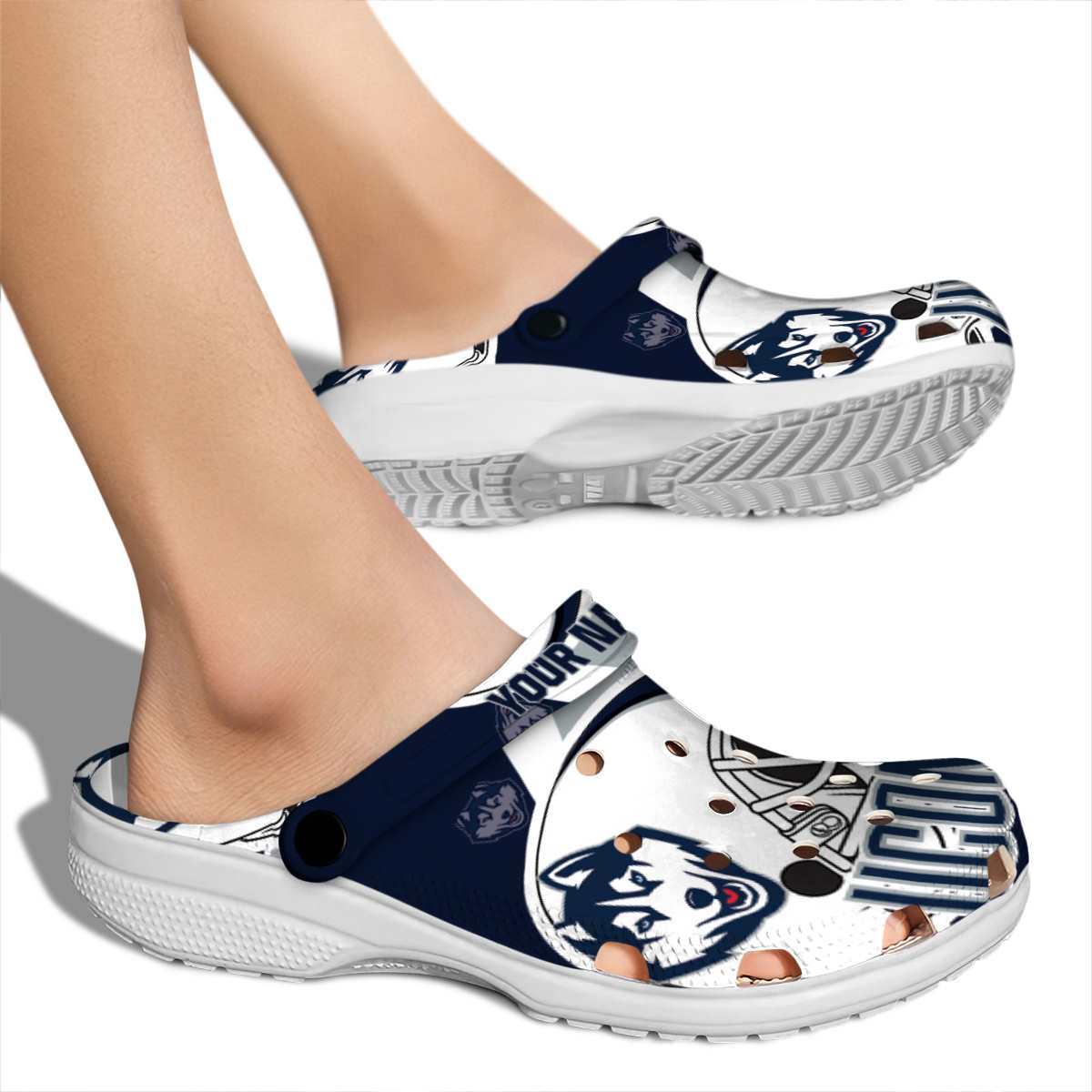 Merchidea UConn Huskies NCAA Sport Crocs Crocband Clogs Shoes Comfortable For Men Women and Kids