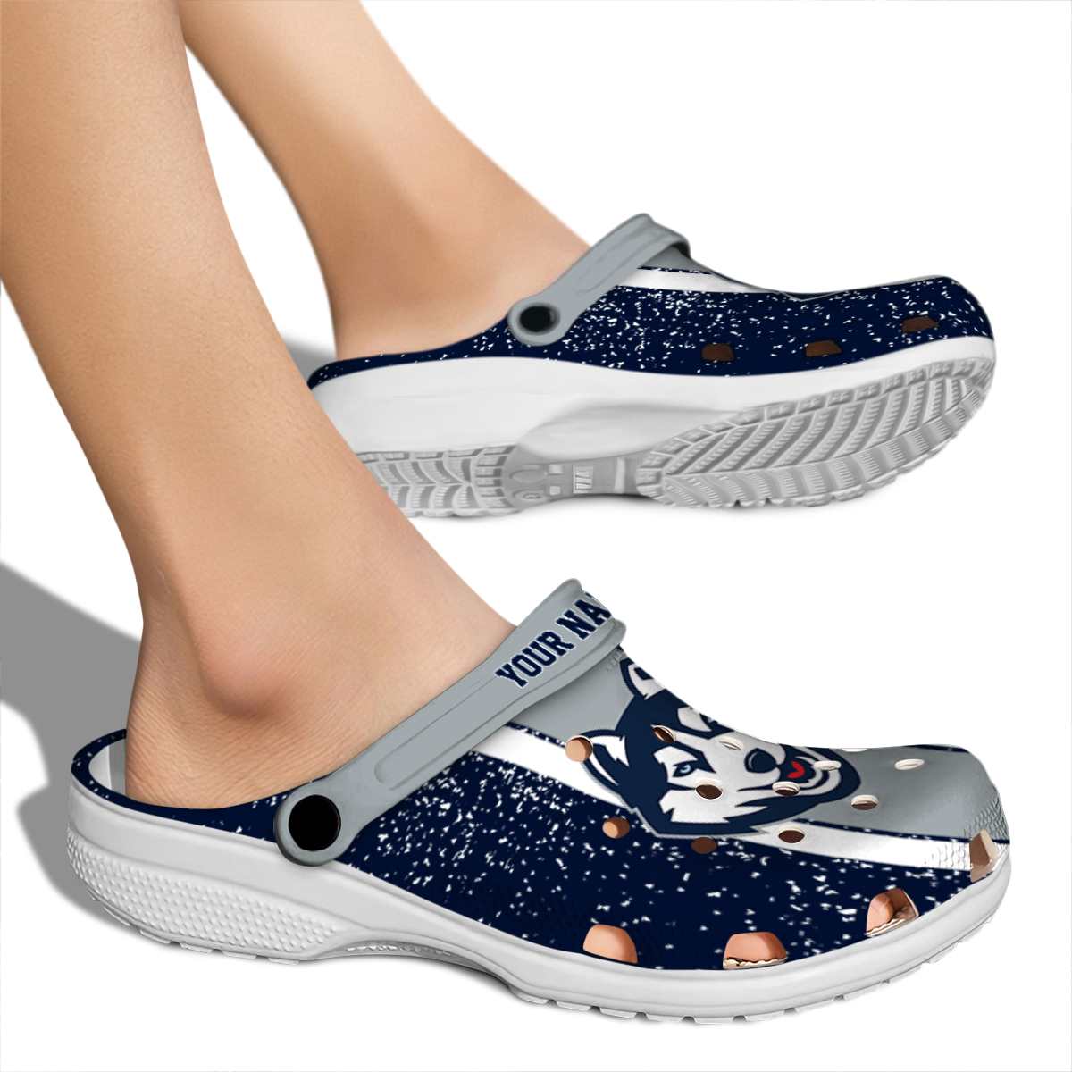 Merchidea UConn Huskies NCAA Sport Crocs Crocband Clogs Shoes Comfortable For Men Women and Kids