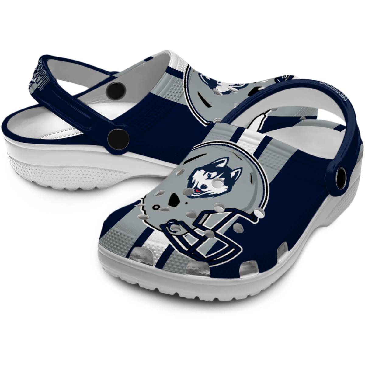 Merchidea UConn Huskies NCAA Sport Crocs Crocband Clogs Shoes Comfortable For Men Women and Kids