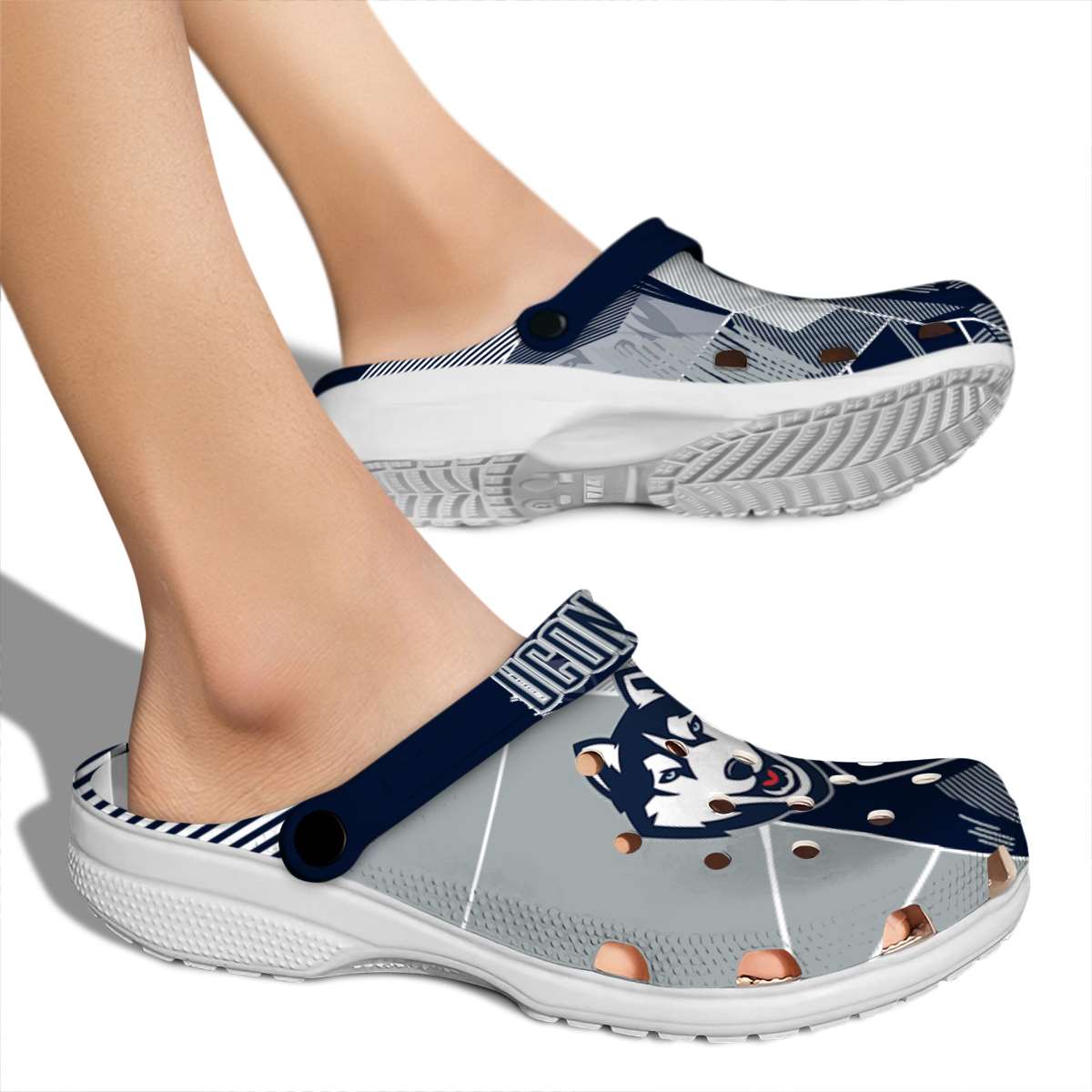 Merchidea UConn Huskies NCAA Sport Crocs Crocband Clogs Shoes Comfortable For Men Women and Kids