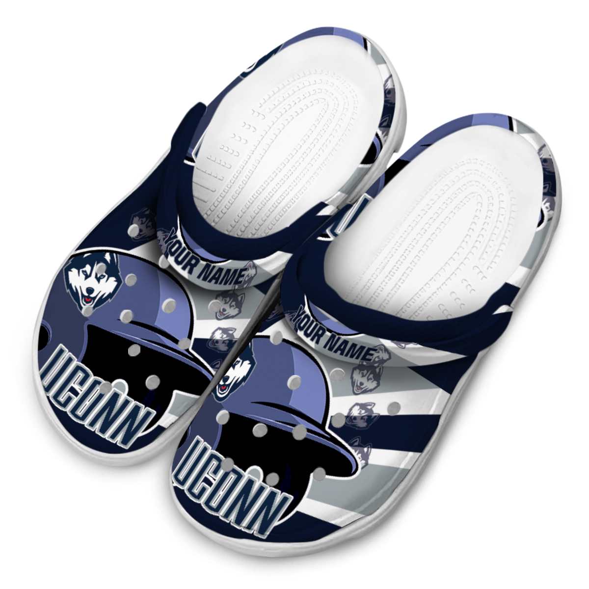 Merchidea UConn Huskies NCAA Sport Crocs Crocband Clogs Shoes Comfortable For Men Women and Kids