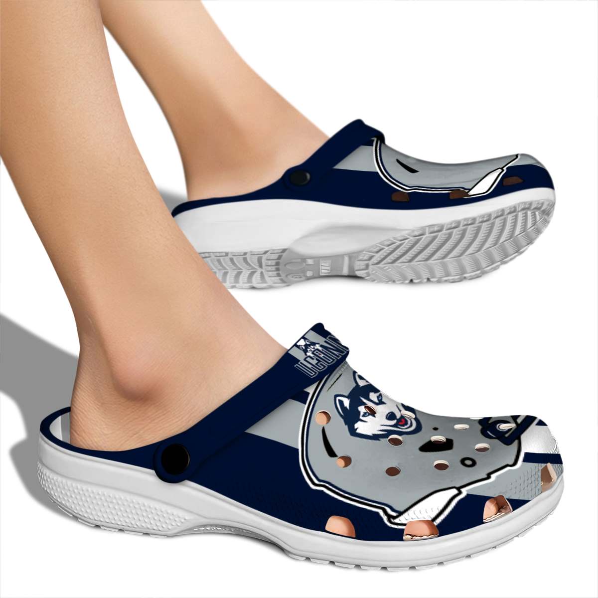 Merchidea UConn Huskies NCAA Sport Crocs Crocband Clogs Shoes Comfortable For Men Women and Kids