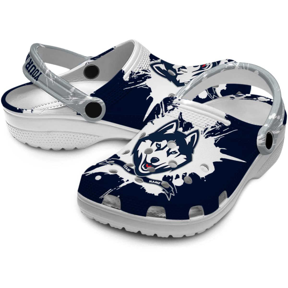 Merchidea UConn Huskies NCAA Sport Crocs Crocband Clogs Shoes Comfortable For Men Women and Kids