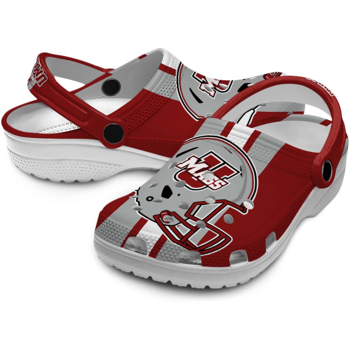 Merchidea UMass Minutemen NCAA Sport Crocs Crocband Clogs Shoes Comfortable For Men Women and Kids