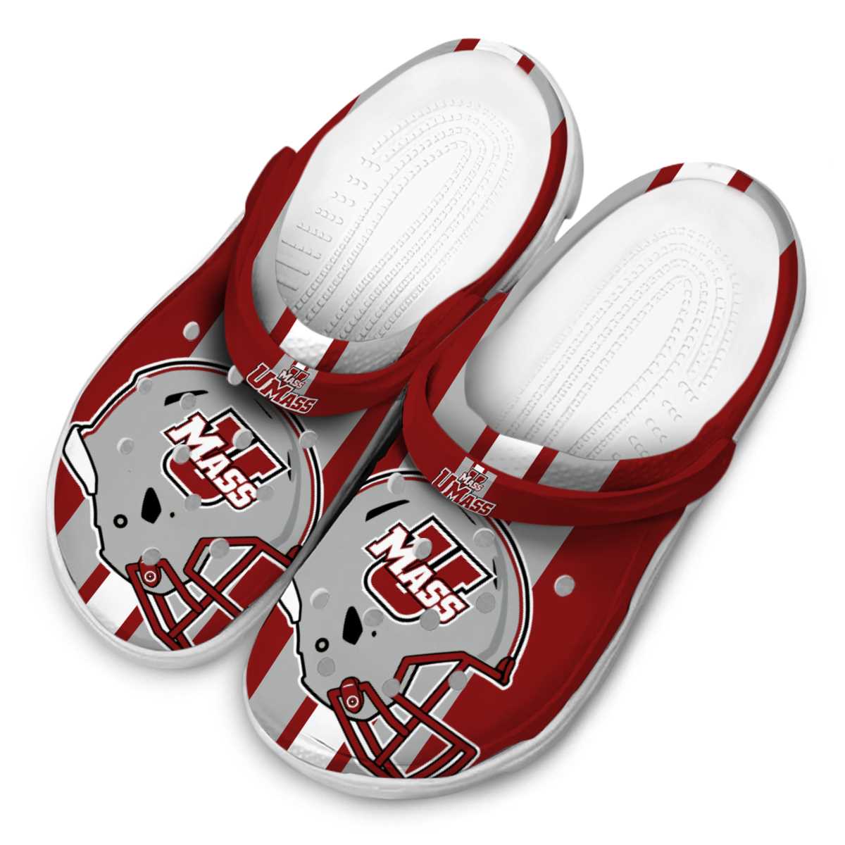 Merchidea UMass Minutemen NCAA Sport Crocs Crocband Clogs Shoes Comfortable For Men Women and Kids