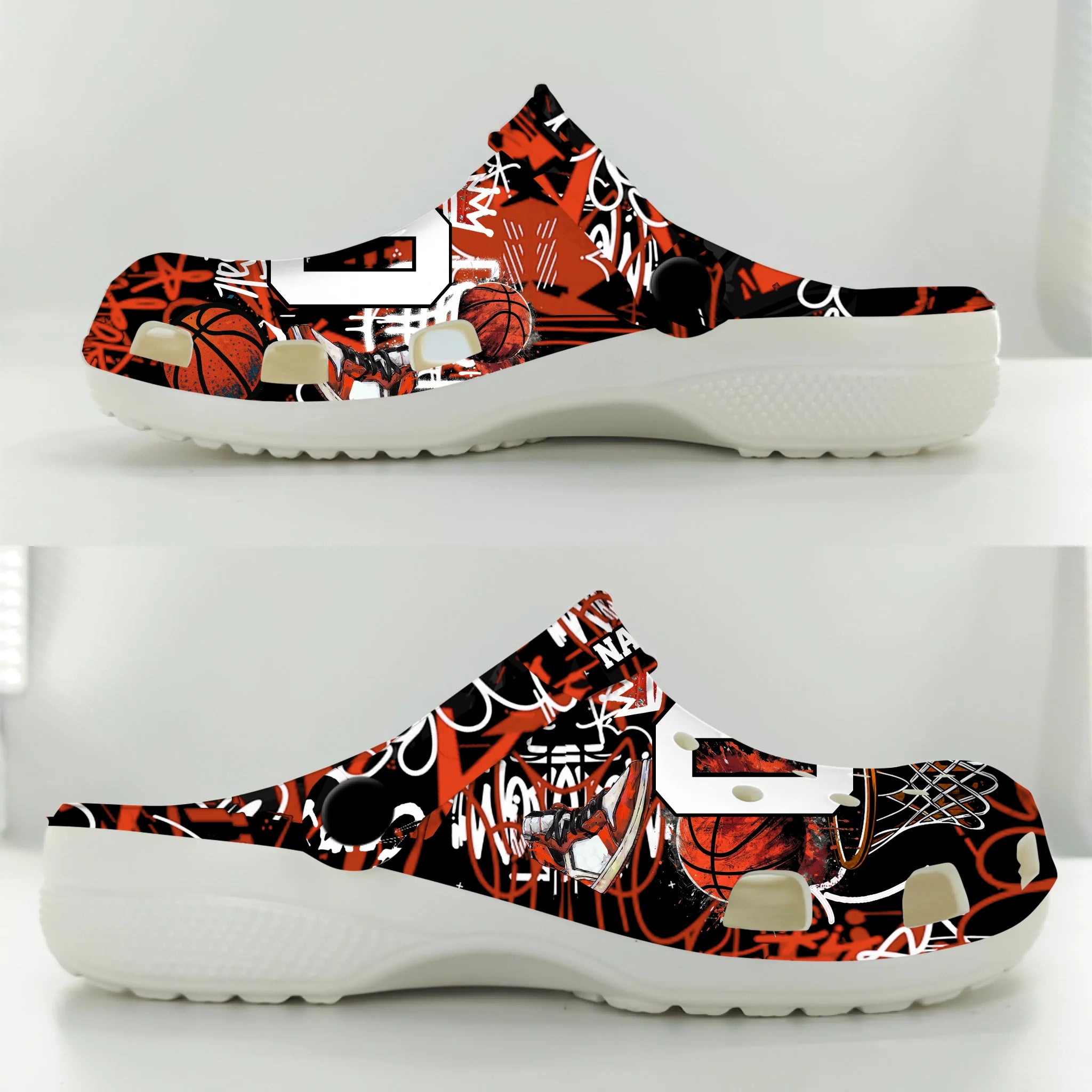 Merchidea Urban Graffiti Basketball Sport Crocs Crocband Clogs Shoes Comfortable For Men Women and Kids